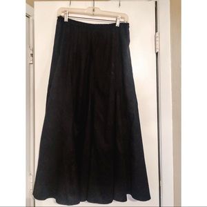 Black velvet long skirt